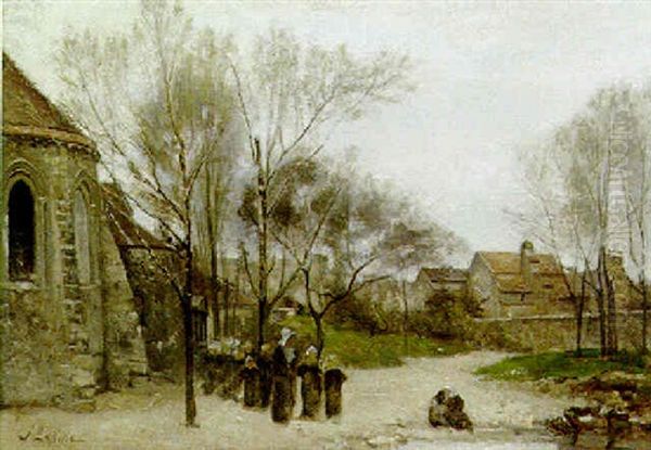 L'enclos Saint-julien-le-pauvre Oil Painting by Stanislas Lepine