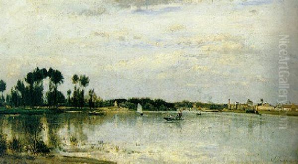 La Seine A L'ile De Saint-denis Oil Painting by Stanislas Lepine