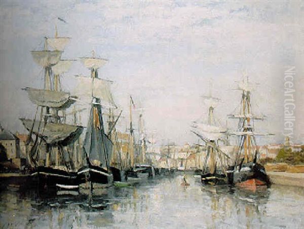 Caen - Le Bassin Saint-pierre Oil Painting by Stanislas Lepine