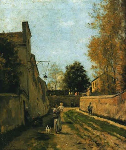 Montmartre, La Rue Des Saules Oil Painting by Stanislas Lepine