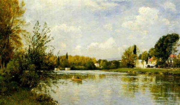 La Marne A La Varenne Oil Painting by Stanislas Lepine