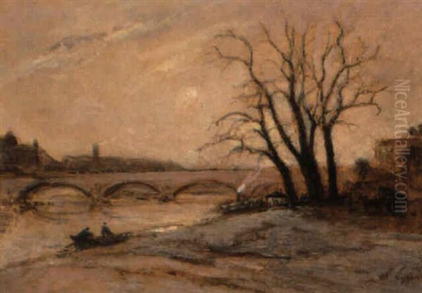 Blick Auf Die Seine In Paris Oil Painting by Stanislas Lepine