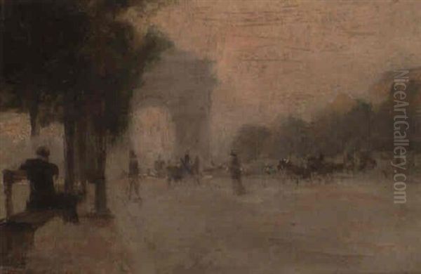 L'arc De Triomphe, Paris Oil Painting by Stanislas Lepine