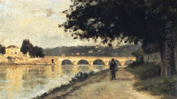 Le Seine Au Pont De Sevres Oil Painting by Stanislas Lepine