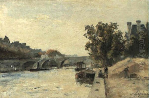 Blick Auf Die Seine In Paris Oil Painting by Stanislas Lepine