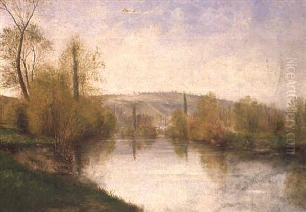 Flusslandschaft Oil Painting by Stanislas Lepine