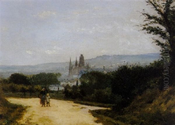 Rouen, Vue De Mont Gargan Oil Painting by Stanislas Lepine