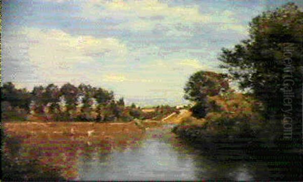 Les Bords De La Marne Pres De Creteil Oil Painting by Stanislas Lepine