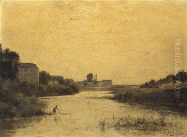 Fishing On The Marne Oil Painting by Stanislas Lepine