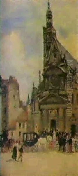 Mariage A Saint-etienne Du Mont Oil Painting by Stanislas Lepine