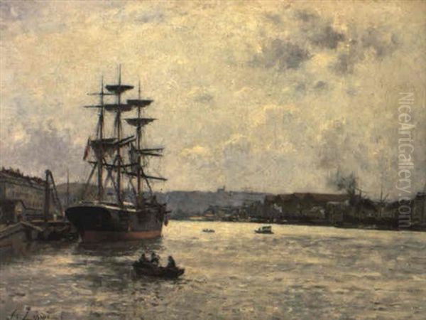 Le Port De Caen Oil Painting by Stanislas Lepine