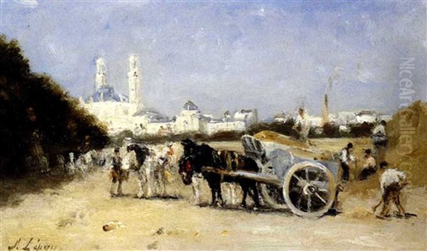 Terrassiers Au Trocadero Oil Painting by Stanislas Lepine