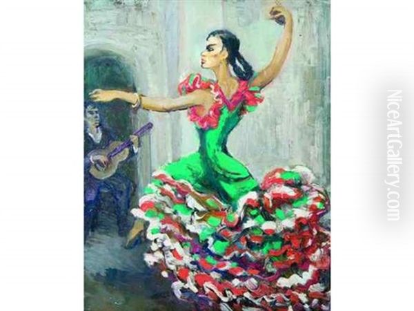 La Danseuse De Flamenco Oil Painting by France Leplat