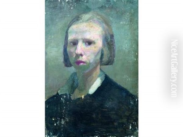 Autoportrait Au Col Blanc Oil Painting by France Leplat