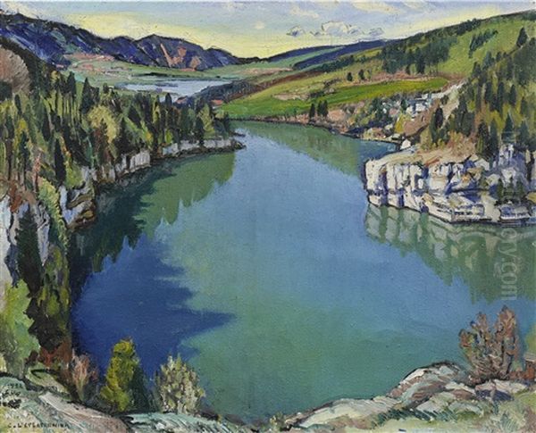 Bassin Du Doubs Printemps Oil Painting by Charles L'Eplattenier