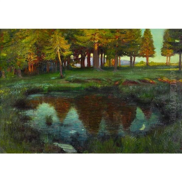 Petit Lac Dans La Foret Oil Painting by Charles L'Eplattenier