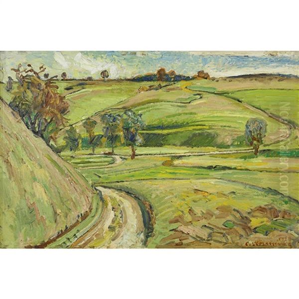 Landschaft Bei Bas-du-cret Oil Painting by Charles L'Eplattenier