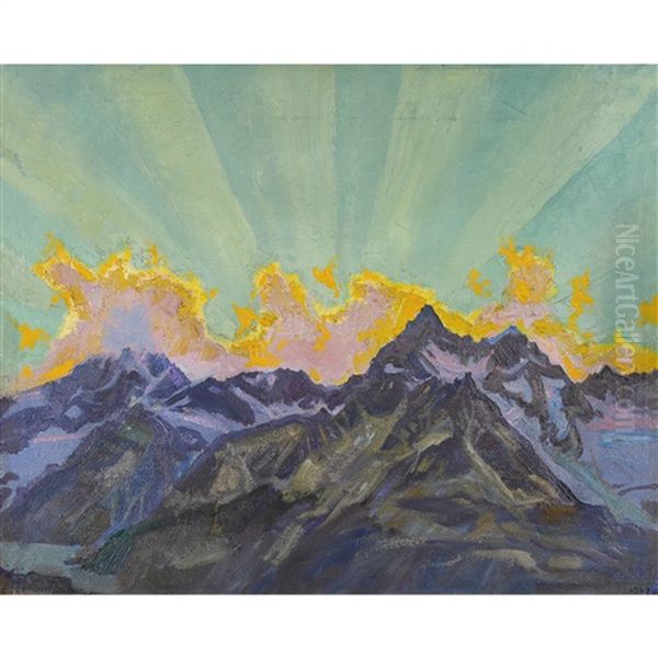 Gabelhorn - Nuages Du Soir Oil Painting by Charles L'Eplattenier