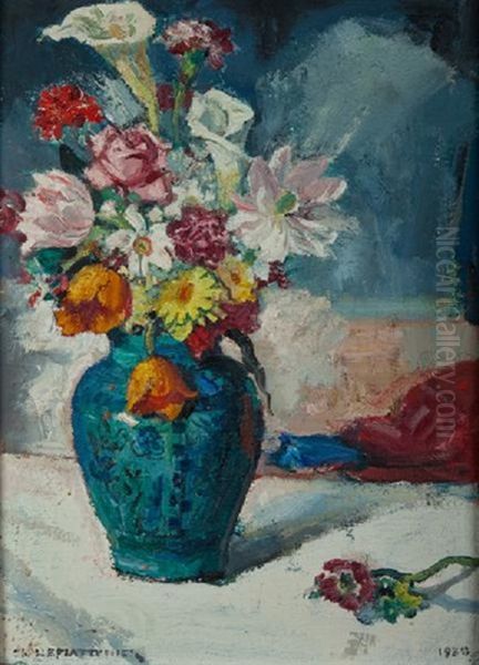 Bouquet Au Vase Bleu Oil Painting by Charles L'Eplattenier