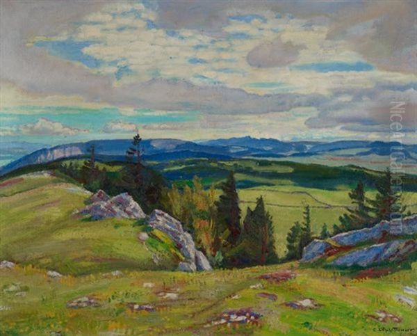 Vue Ouest Depuis Le Mont Racine Oil Painting by Charles L'Eplattenier