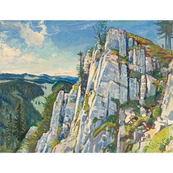 La Falaise (mountain Range) Oil Painting by Charles L'Eplattenier