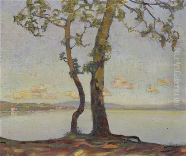 Vue Du Lac De Neuchatel Depuis Colombier by Charles L'Eplattenier