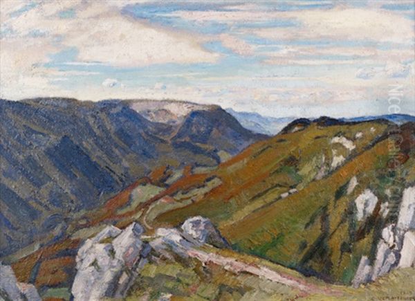 Vue Des Grandes Mottes Depuis Le Mont Racine Oil Painting by Charles L'Eplattenier