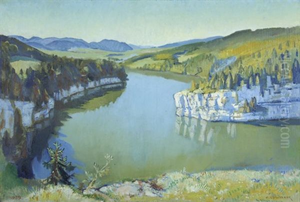 Grand Doubs - Beau Temps Oil Painting by Charles L'Eplattenier