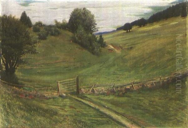 Landschaft Mit Mauer Und Gatter Oil Painting by Charles L'Eplattenier