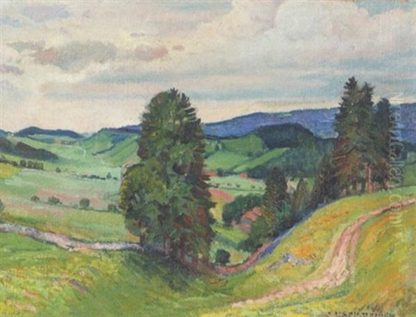 Jura Nuageux Oil Painting by Charles L'Eplattenier