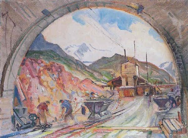 Tunnel Au Sommet De La Route Du Susten Oil Painting by Charles L'Eplattenier