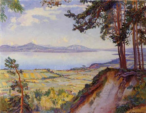 Le Leman Oil Painting by Charles L'Eplattenier