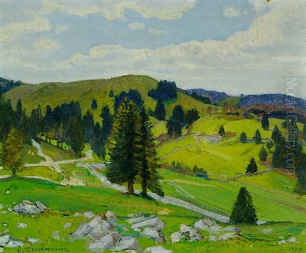 Vue Des Alpes, Coup De Soleil Oil Painting by Charles L'Eplattenier