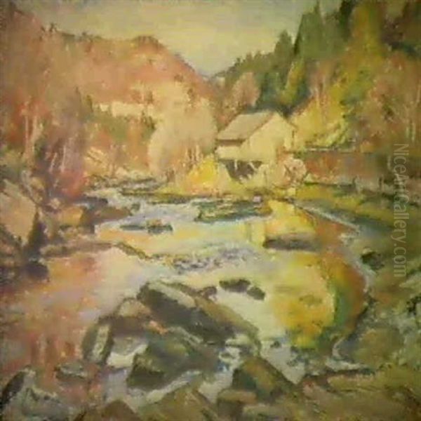 Le Doubs Pres Au Saut Oil Painting by Charles L'Eplattenier