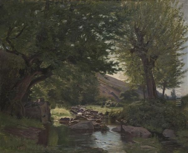 Ruisseau Ombrage Oil Painting by Pierre Leprat