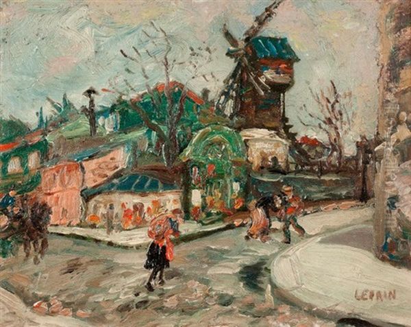 Le Moulin De La Galette Oil Painting by Marcel Francois Leprin