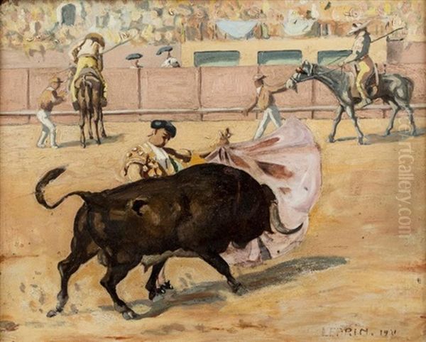 Scene De Tauromachie, 1921 Oil Painting by Marcel Francois Leprin