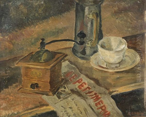 Nature Morte Au Moulin A Cafe Oil Painting by Marcel Francois Leprin