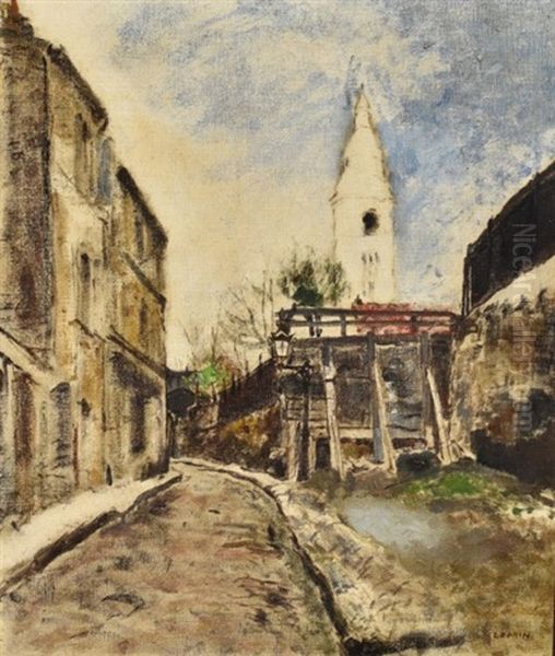 Rue De Norvins, Montmartre Oil Painting by Marcel Francois Leprin