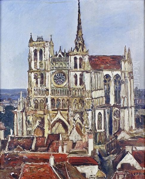 La Cathedrale D'amiens Oil Painting by Marcel Francois Leprin