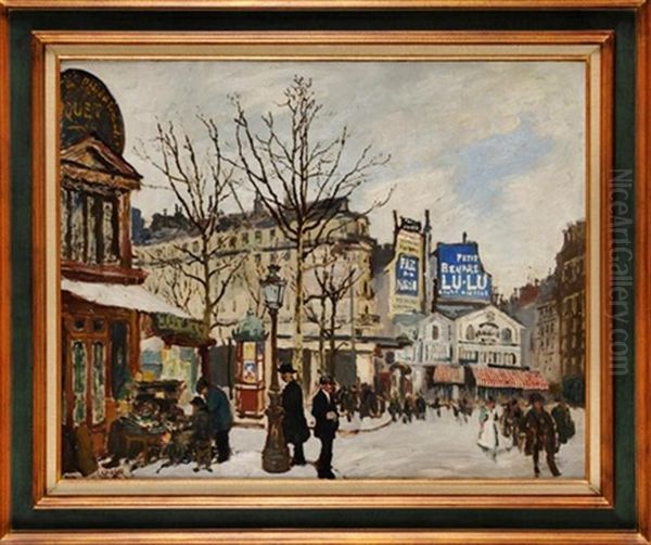 Rue De Paris Animee Oil Painting by Marcel Francois Leprin