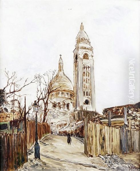 Paris, Montmartre Et Le Sacre-coeur Oil Painting by Marcel Francois Leprin