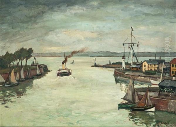 Honfleur Sortie Du Port by Marcel Francois Leprin