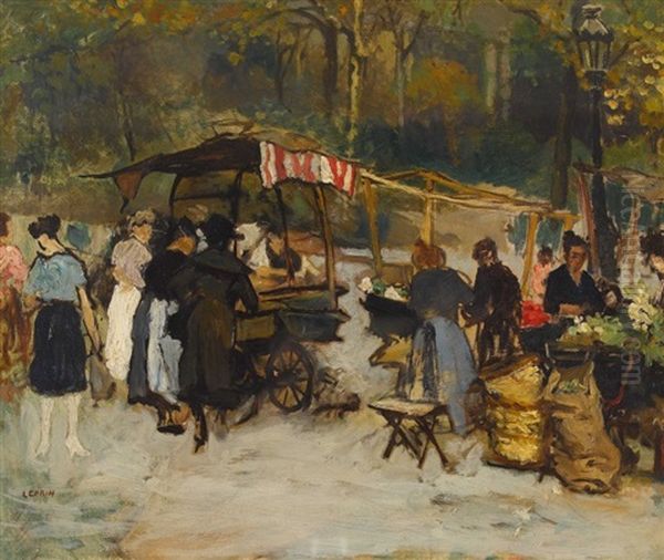 Marche Aux Fleurs Oil Painting by Marcel Francois Leprin