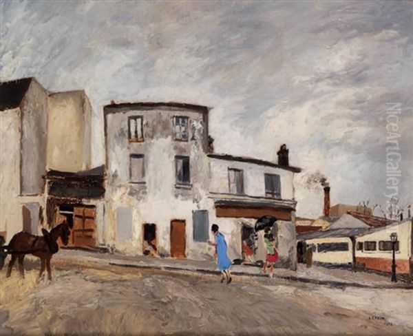 Rue De Village Animee Oil Painting by Marcel Francois Leprin