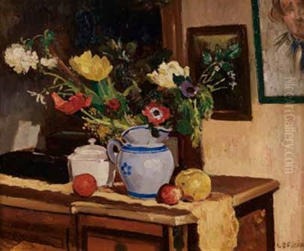 Bouquet De Fleurs Oil Painting by Marcel Francois Leprin