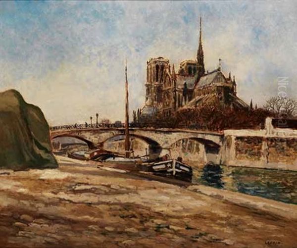 Le Chevet De Notre Dame Oil Painting by Marcel Francois Leprin