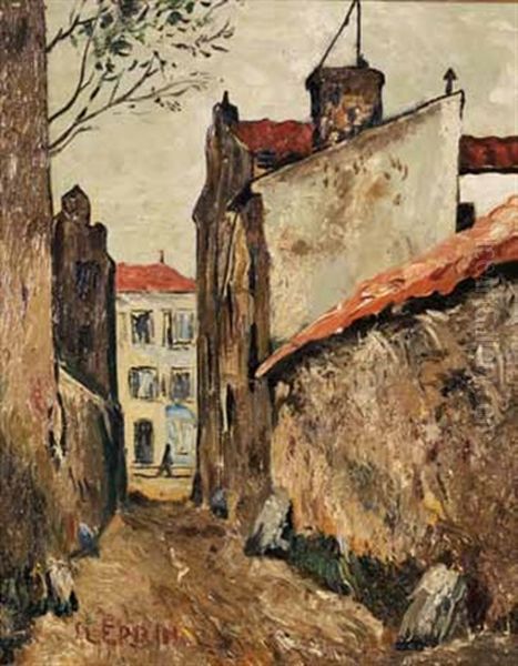 La Ruelle A Montmartre Oil Painting by Marcel Francois Leprin