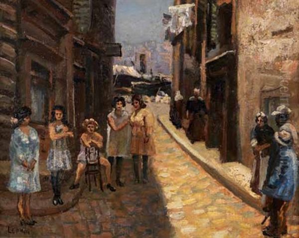 Filles De Joie A Marseille Oil Painting by Marcel Francois Leprin