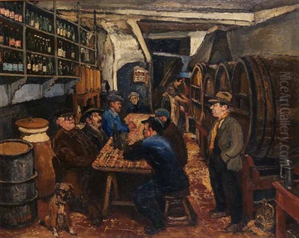 Bar Des Martegales, Marseille Oil Painting by Marcel Francois Leprin